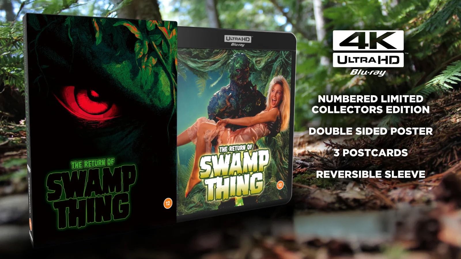 The Return of Swamp Thing Limited Collector's Edition 4K Ultra HD Blu-ray – Numbered O-Card Slipcase – Region Free UHD – Poster, Postcards & Reversible Sleeve