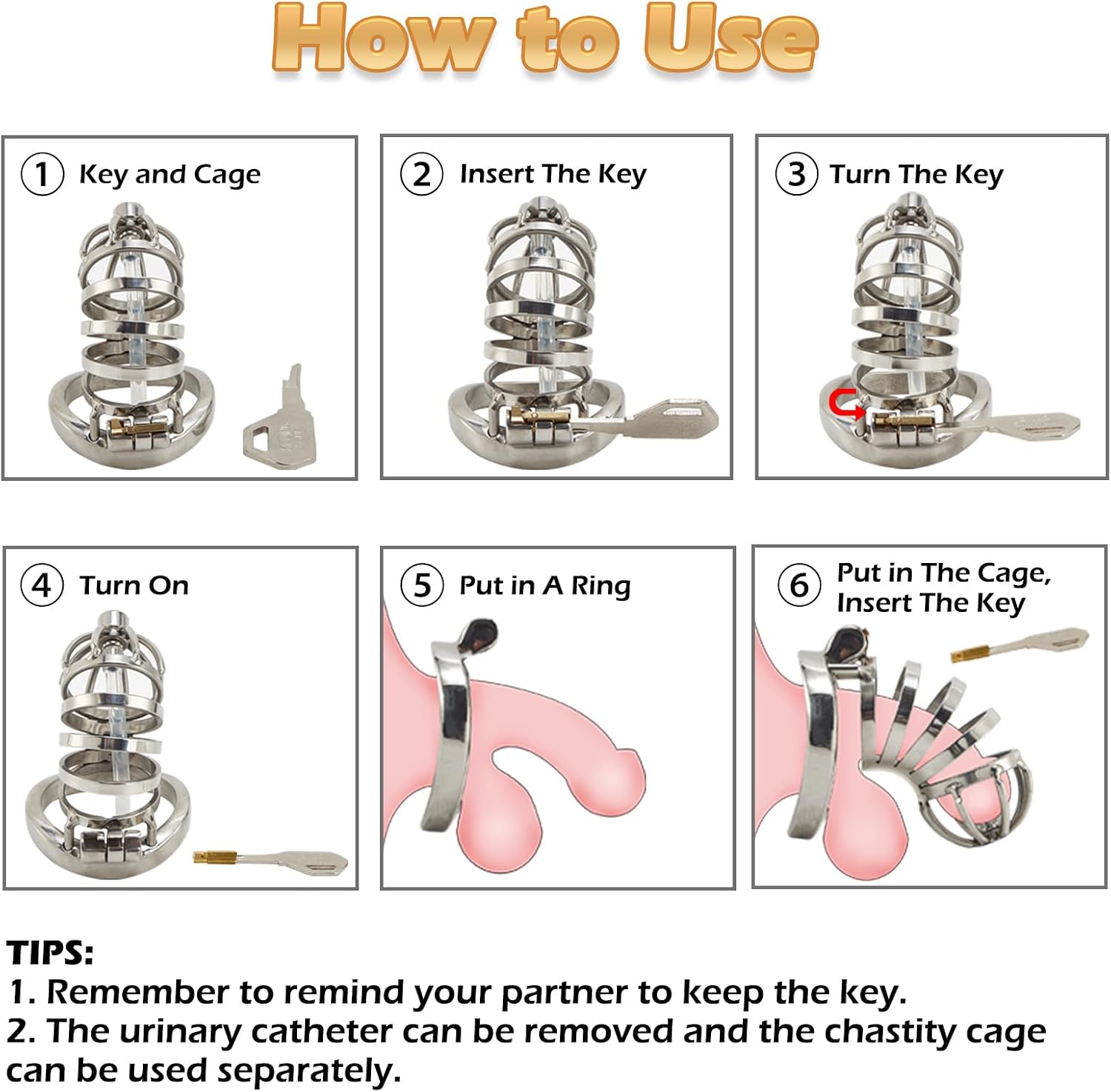Male Chastity Cage Sex Toys Cock Cage, JOYFULLAB Metal Chastity Devices with 1.97 inch Size Ring and Invisible Lock for Men Penis Exercise and Abstinence, Sex Toys for Men