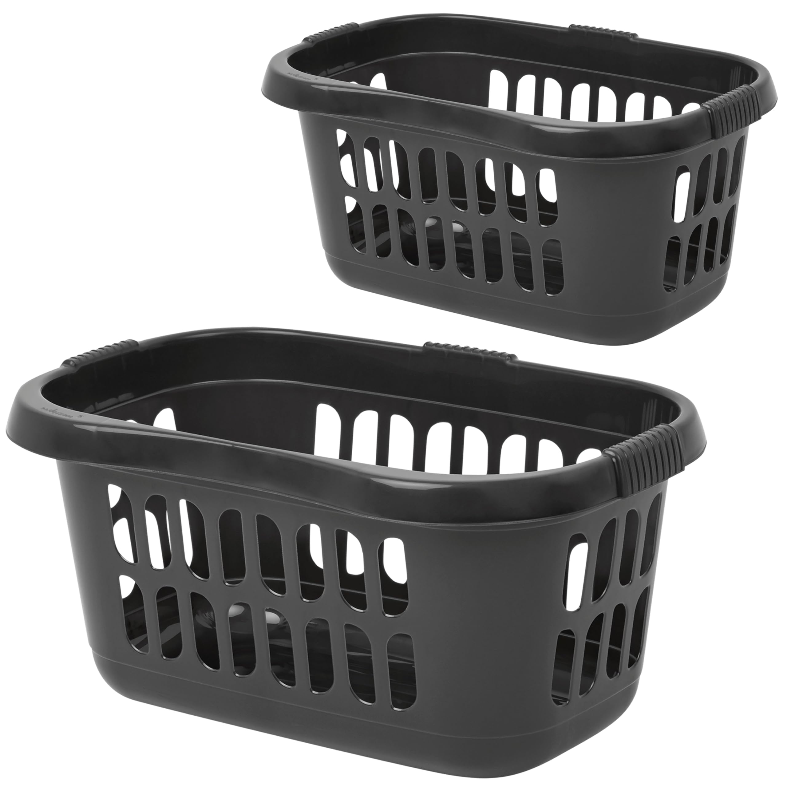 2x Hüft-Wäschekorb 43 Liter GRÜN – Mit Griffmulden, Stapelbar, Belüftet, 60x39x29 Cm