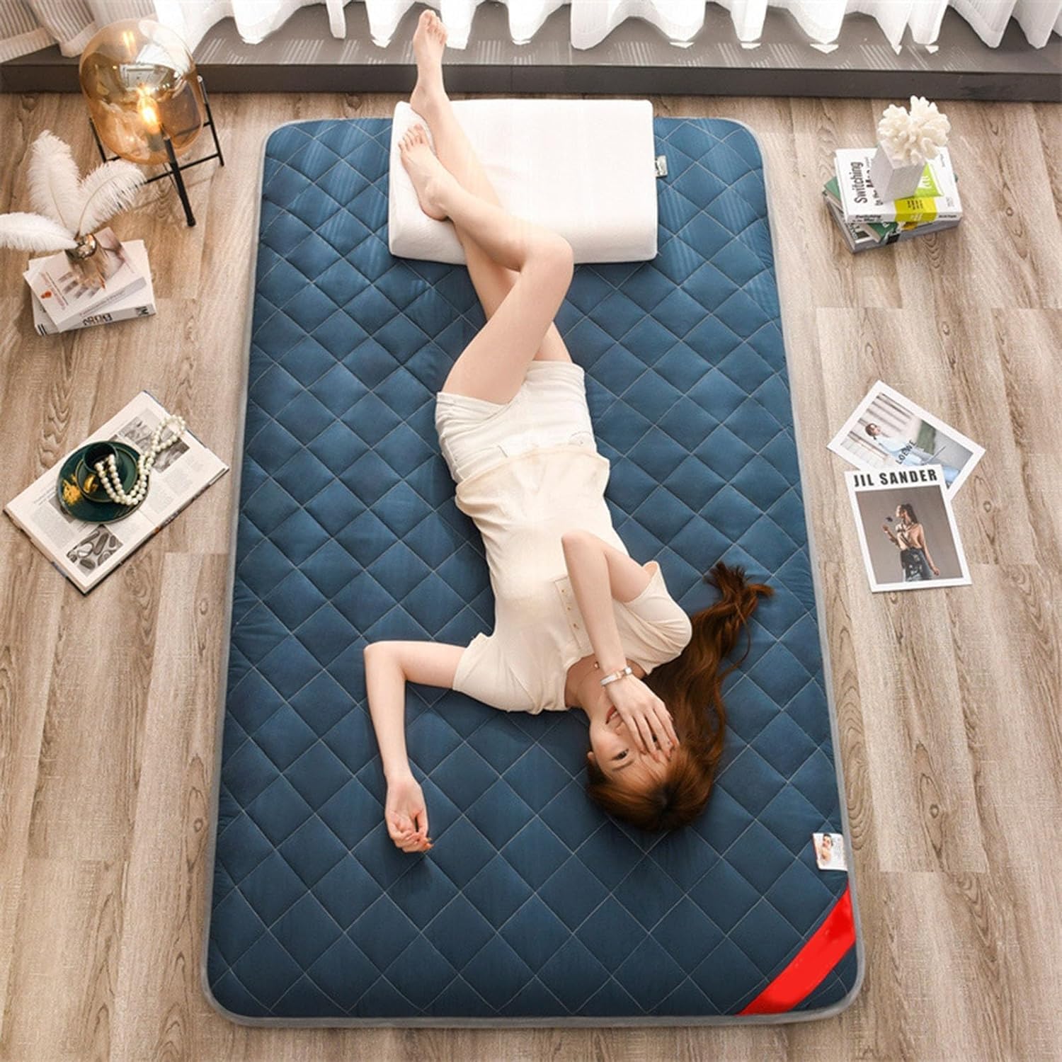 Colchón de futón de Suelo japonés, colchón Enrollable Plegable, colchón de Cama de Masaje tailandés, colchoneta de Tatami, colchón para Dormir para Suelo (Color : A, Size : 1.2X2.0m)