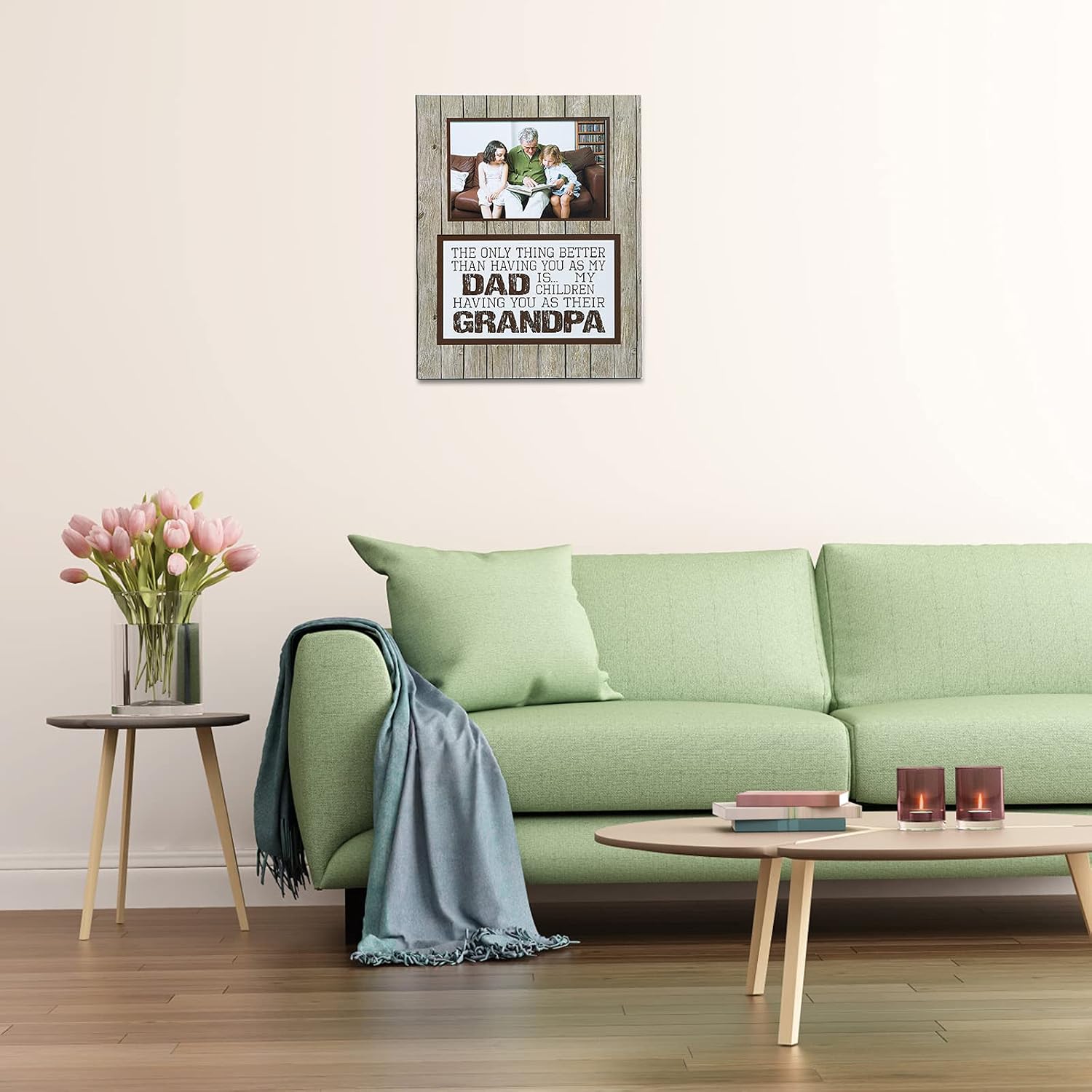 Nameinhea Fathers Day Picture Frame Customized Fathers Day Gifts Wood Picture Frame for First Father's Day Dad Picture Frame from Daughter Son (grandpa picture frame)