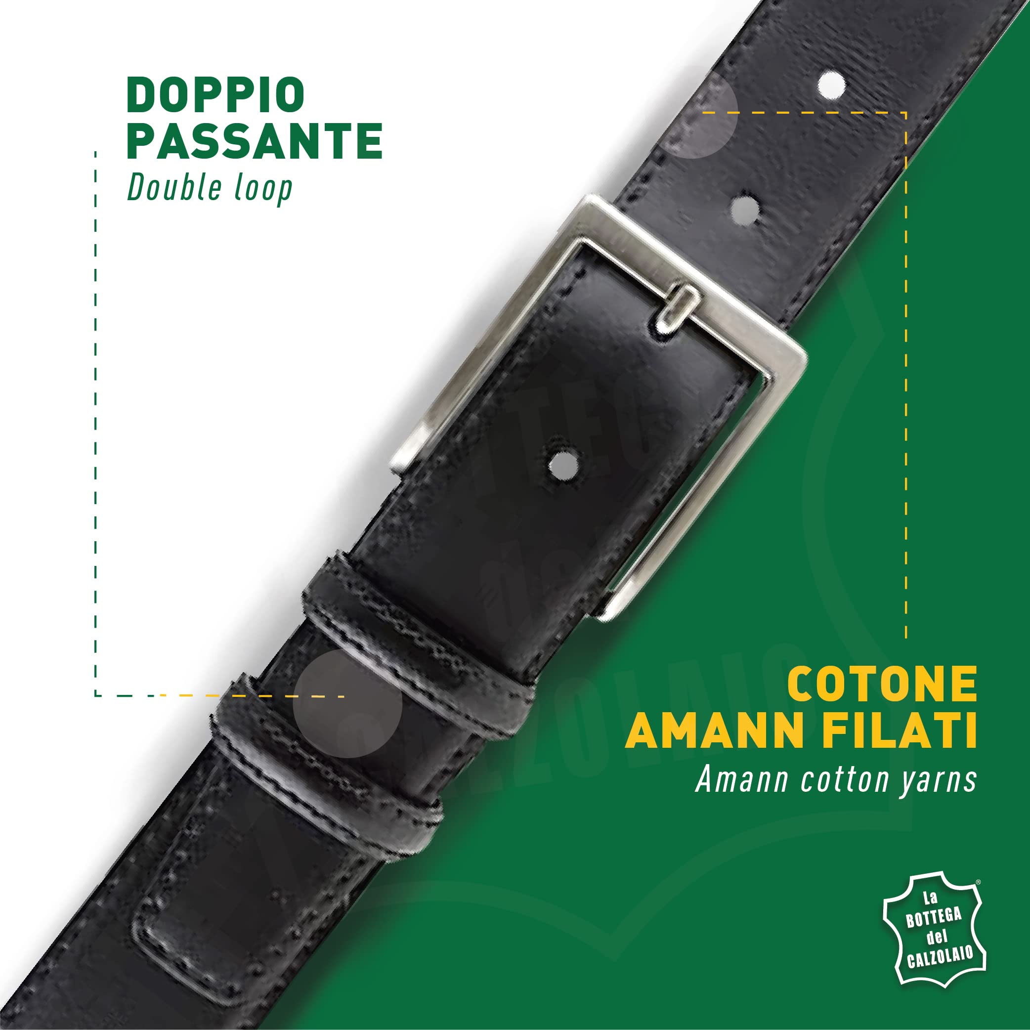 La Bottega del Calzolaio Gürtel Herren Leder 3,5 cm, Ledergürtel Herren aus halbglänzendem Kalbsleder für Anzug und Chino, handgefertigt in Italien, viele Farben und Längen, Made in Italy
