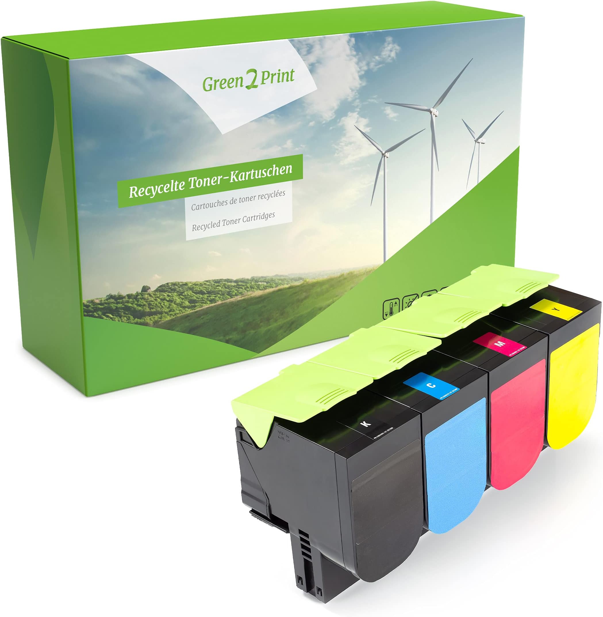 Green2PrintToner Set, 4 cartridges 1x 2500, 3x 2000 pages Toner cartridge for Lexmark CX310N, CX310DN, CX410DE, CX410DTE, CX410E, CX510DE, CX510DHE, CX510DTHE