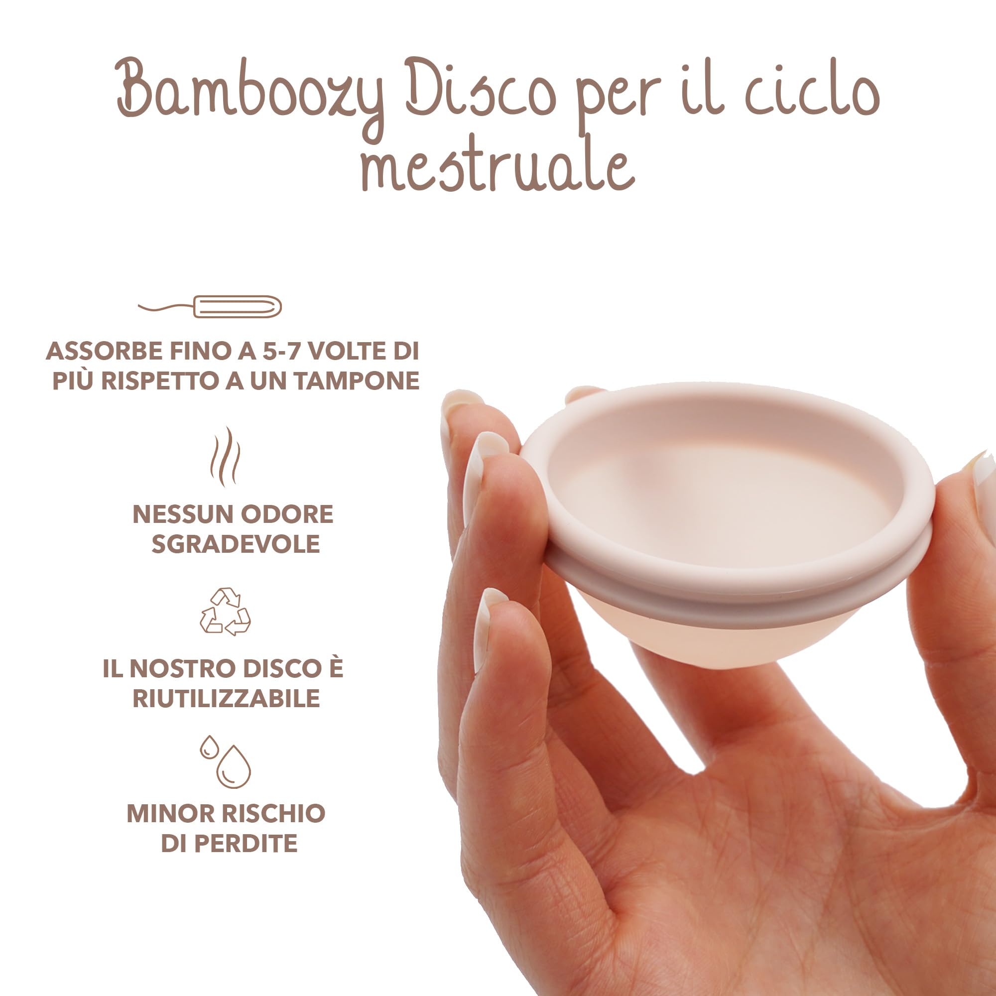 Bamboozy Disco Menstruale con Custodia in Silicone (M) - Disco Menstruale Sostenibile e Riutilizzabile in 100% Silicone Medicale - Senza BPA - Protegge fino a 12 ore - per Sport e Nuoto