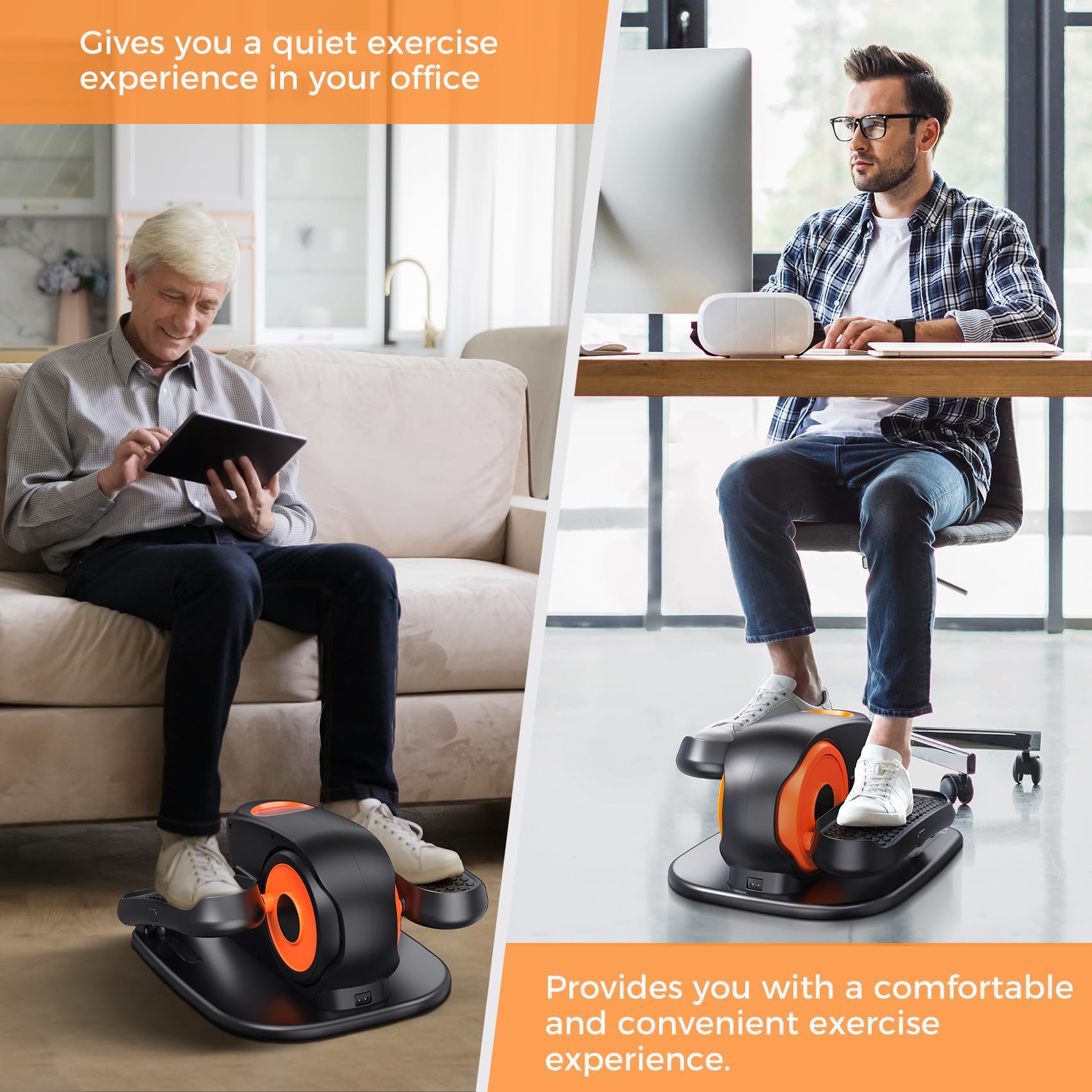 GUGTTR Under Desk Elliptical Machine, 2-in-1 Electric Leg Exerciser for Seniors, Quiet & Compact Pedal Exerciser with Remote, 12 Speed Elliptical Exercise Machine for Home Office