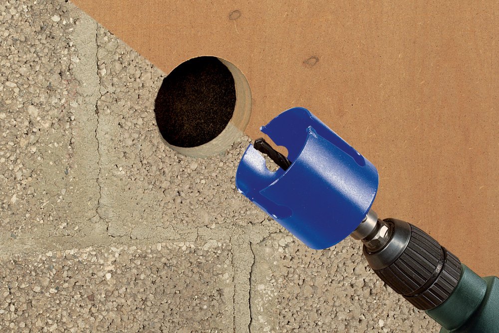 wolfcraft Otwornica uniwersalna Ø 50 mm z trzpieniem mocującym, wstępnie zmontowana I 3879000 I Wszechstronne zastosowanie z materiałami różnego rodzaju, głębokość cięcia 60 mm