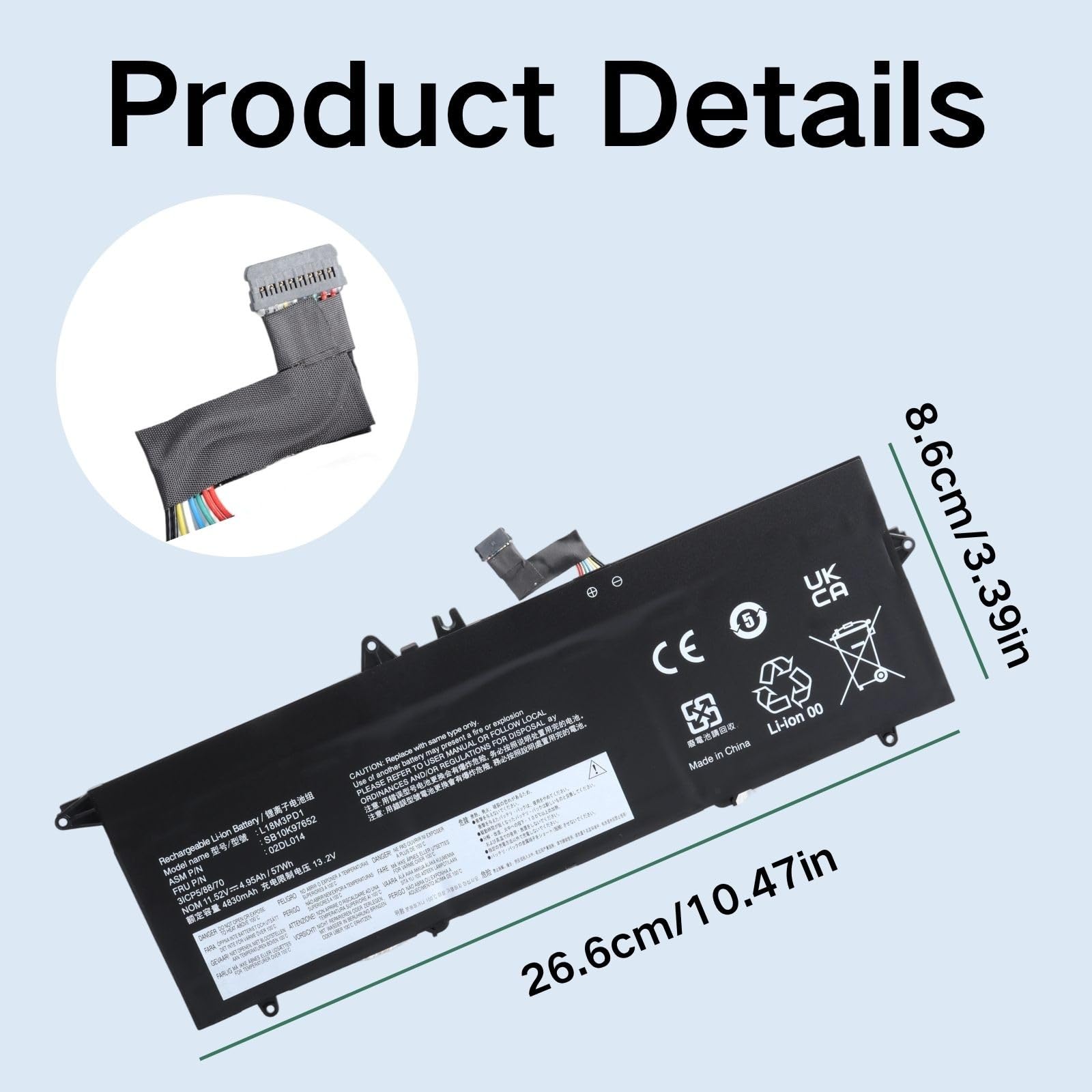 L18M3PD1 02DL014 Laptop Akku Kompatibel mit Lenovo ThinkPad T490S 20NX/20NY, T495S 20QJ/20QK, T14S Gen 1 20T0/20T1/20UH/20UJ Series, L18C3PD1 L18L3PD1 L18M3PD2 02DL013 5B10W13909-11,52V 57Wh