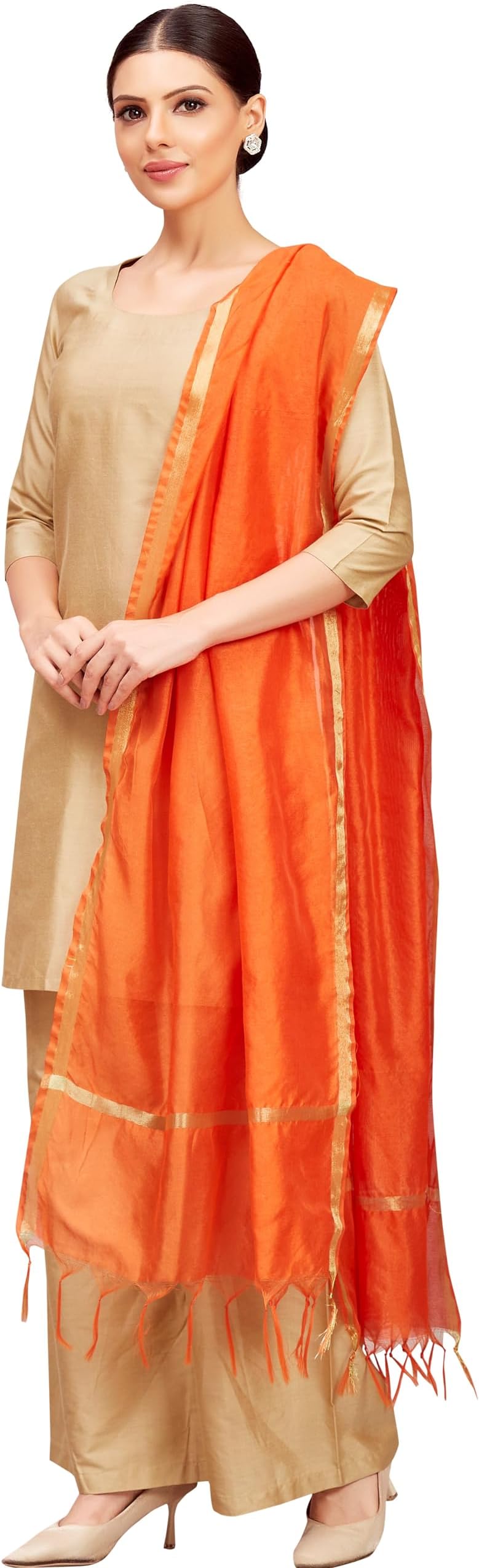 Studio Shringaar Women's Chanderi Silk Blend Handloom Dupatta (32" X 2.35 Meters)