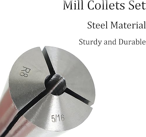 Miniatura 6 de kimllier Juego de 23 pinzas de molino para molino, kit de soporte de portabrocas 116-34 R8 con rosca interna 716-20 R8 Pinza de resorte redondo de