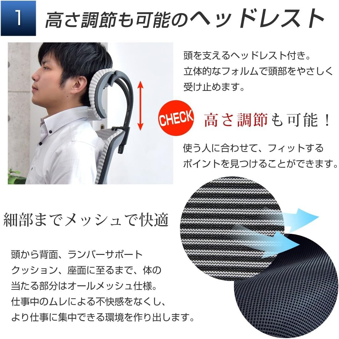 Amazon.co.jp: タンスのゲン オフィスチェア ハイバック 跳ね上げ式