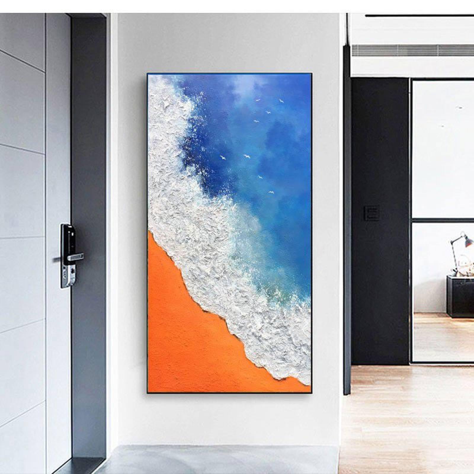 Vagues de l'océan en peinture abstraite pour fond de canapé