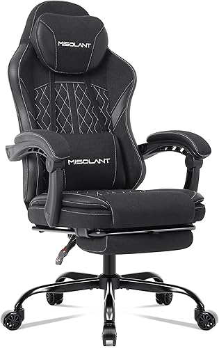Misolant Silla Gaming, Silla Gamer de Tela con reposapiés para Adultos, Silla Ergonómica de ComputadoraJuego de Respaldo Alto con Reposacabezas