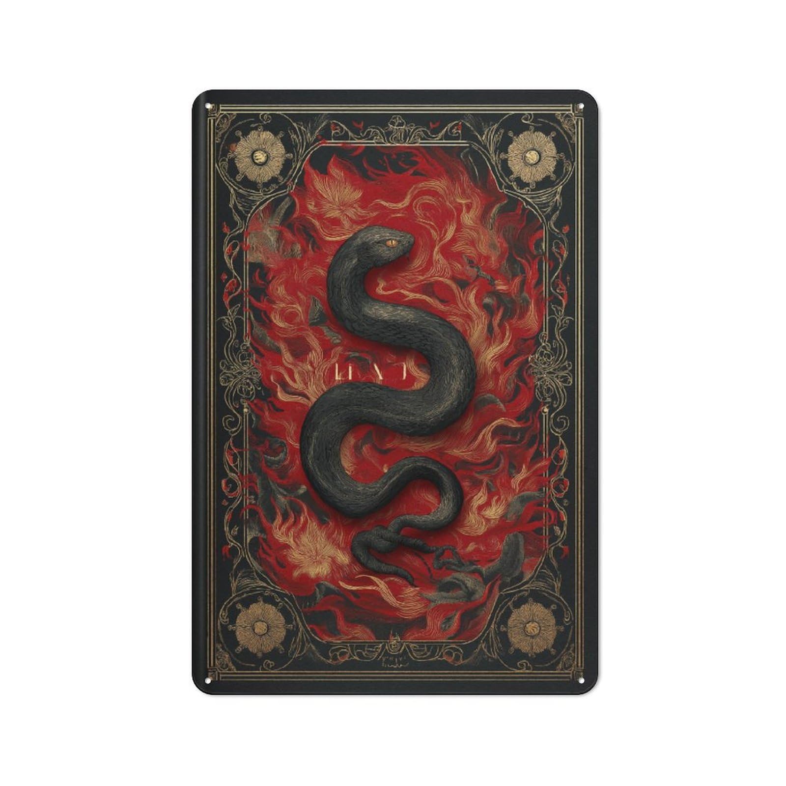 Junmoney Serpent's Embrace Metal Plaque With Design 30X20cm, Cosy Diner Style Decor For Coffee Bar, Kitchen, Bistro Or Tea Corner