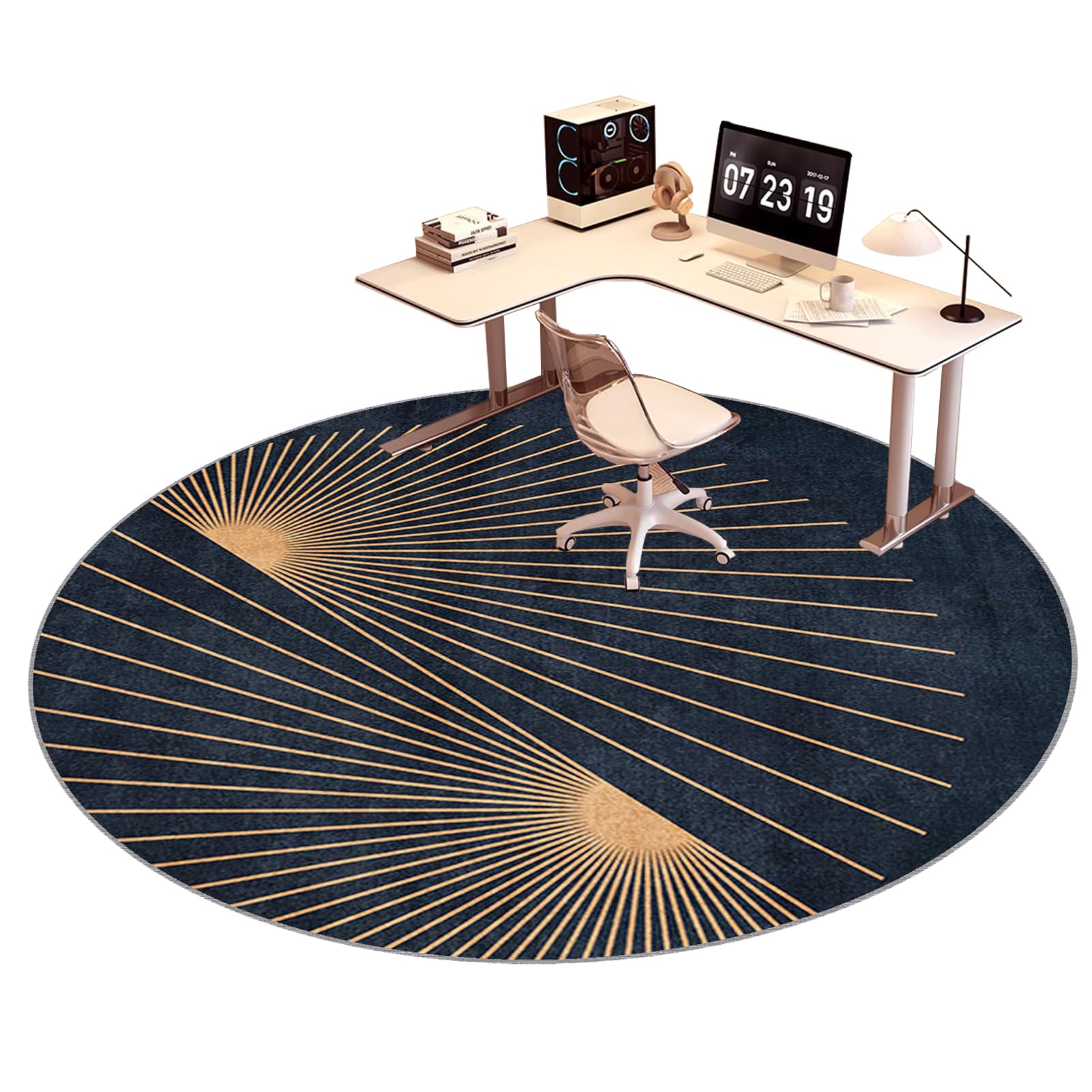 Sedia Ufficio Tappeto Rotondo Gaming Pavimento Tappetino di Protectors Pavimenti per Parquet Piastrelle Tappeto Salvapavimento Tappetino Tappetino Rotondo per Pavimento Multiuso 90 cm