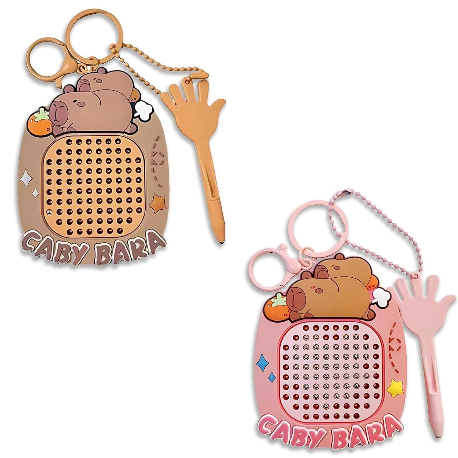 2 Pcs Fidget Keyring Set,Fun Steel Ball Drawing Board Keyring 2 In 1 Magnetic Drawing Board & Puzzle Maze, Stress Relief Fidget Toy Keychain for Anxiety School Office Travel Gifts