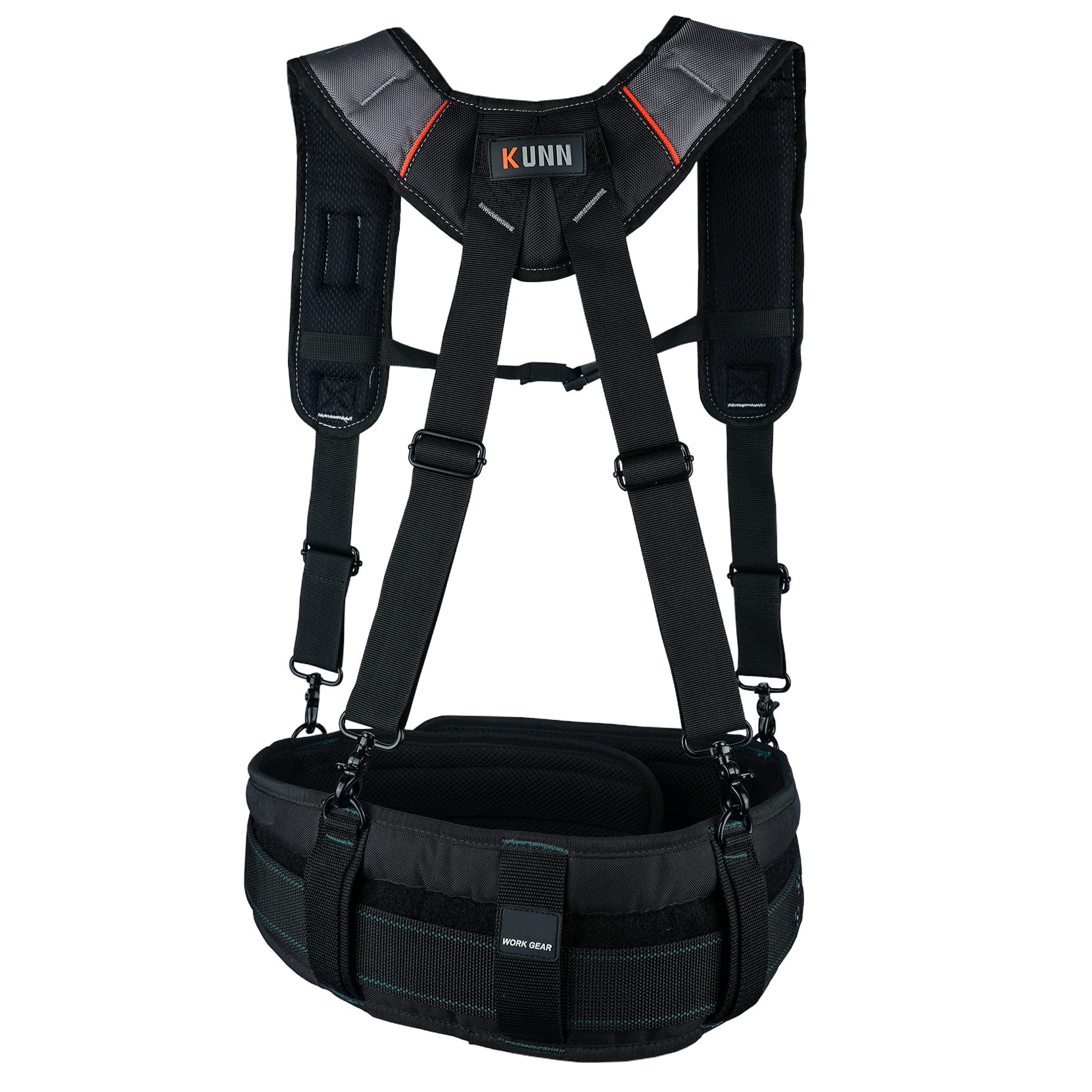 KUNN Tool Belt Suspenders Padded Carpenter Construction Electrician Work Suspender with Attachment Loops for Men