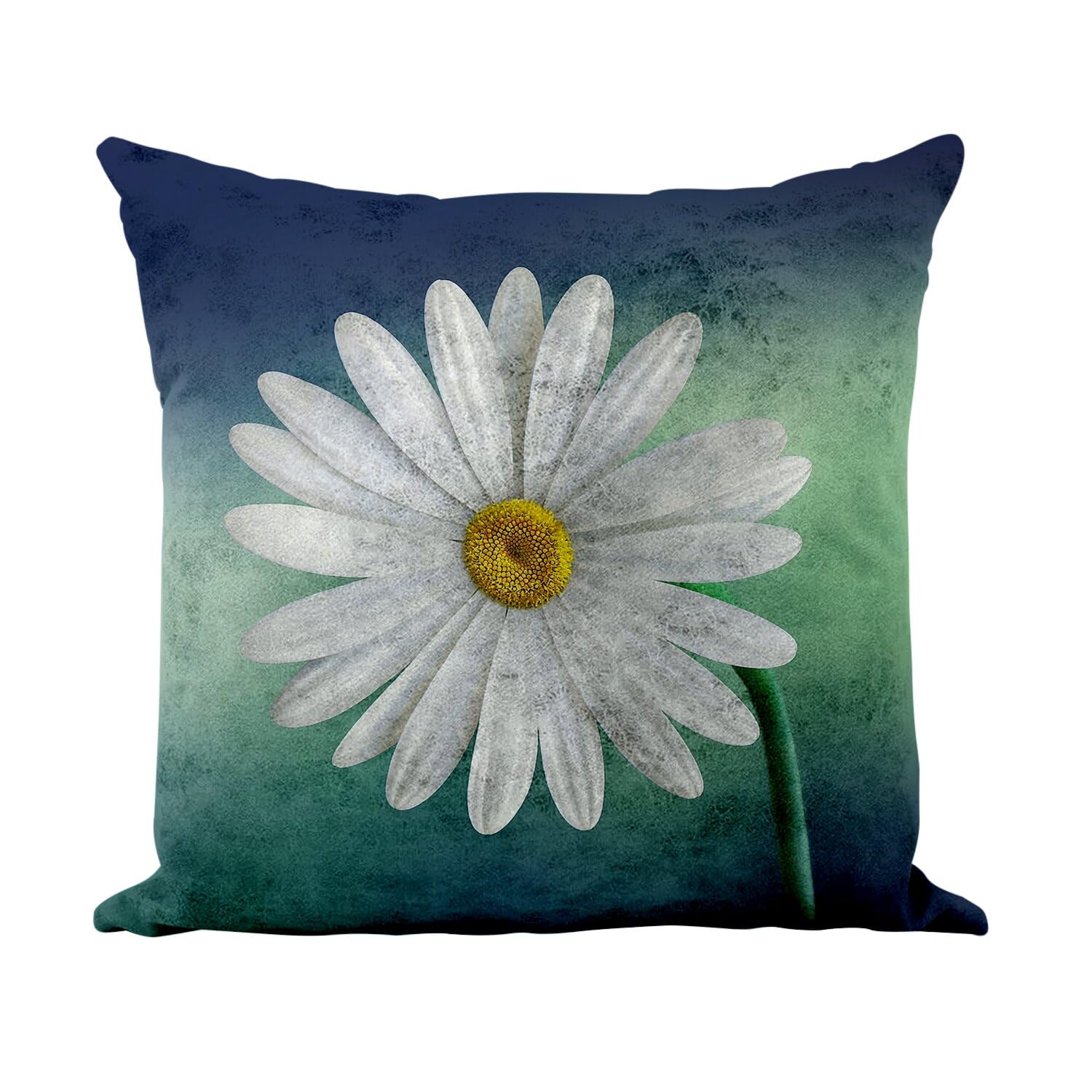 Coussin motif pâquerette vert bleu pour salon et chambre