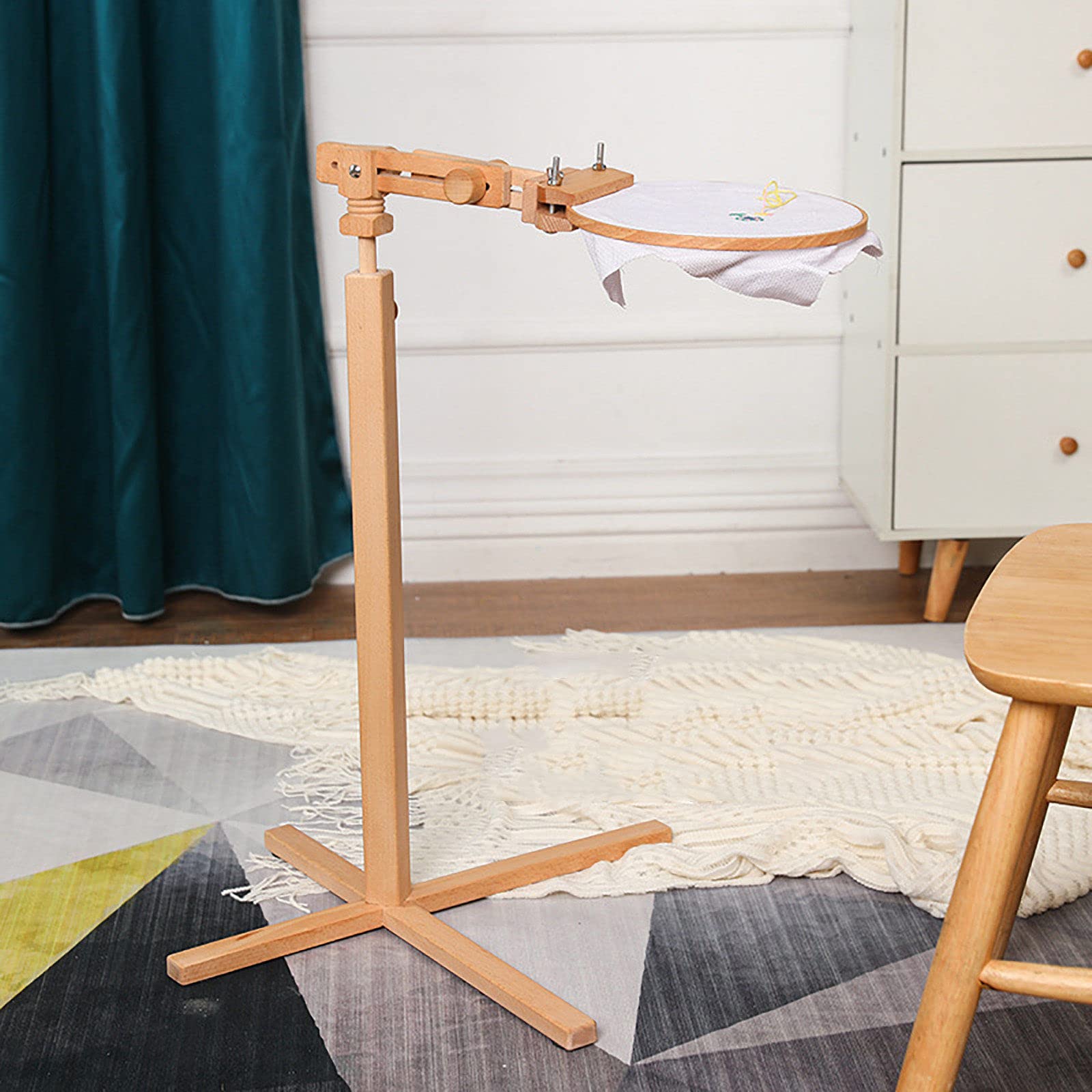 Ramki do haftu, Regulowana ramka do haftu krzyżykowego, z pierścieniami tamborkowymi 13,5 cm + 14 cm + 17 cm, stojak na tamborki do pracy ręcznej i robótek ręcznych