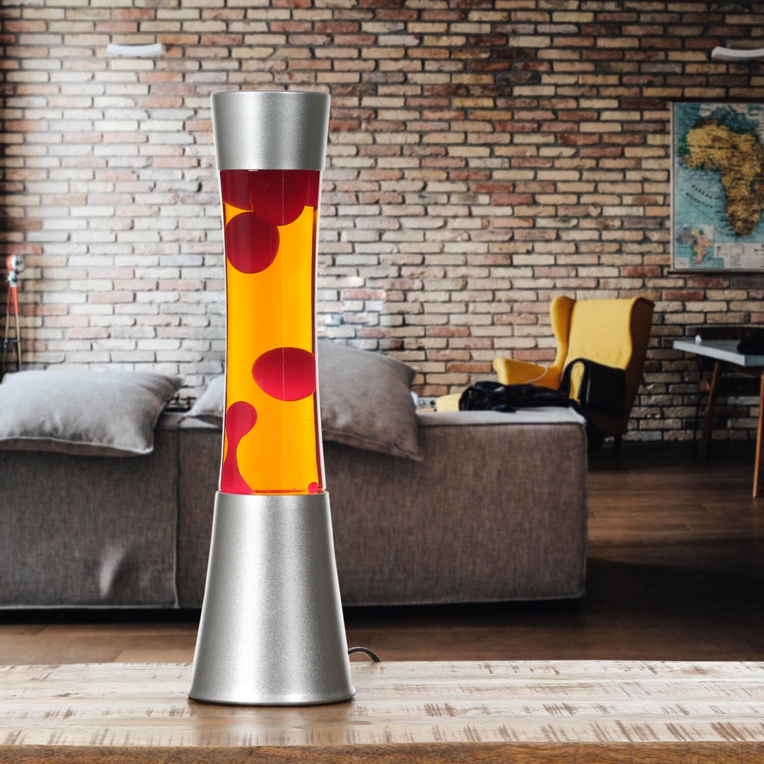 Lampa lawa pomarańczowo-czerwona, lampa retro, mocna, aktywna, nastrojowa, 39,5 cm, G9 25 W z przełącznikiem kablowym, w tym żarówka, lampa dekoracyjna, lampa lawa
