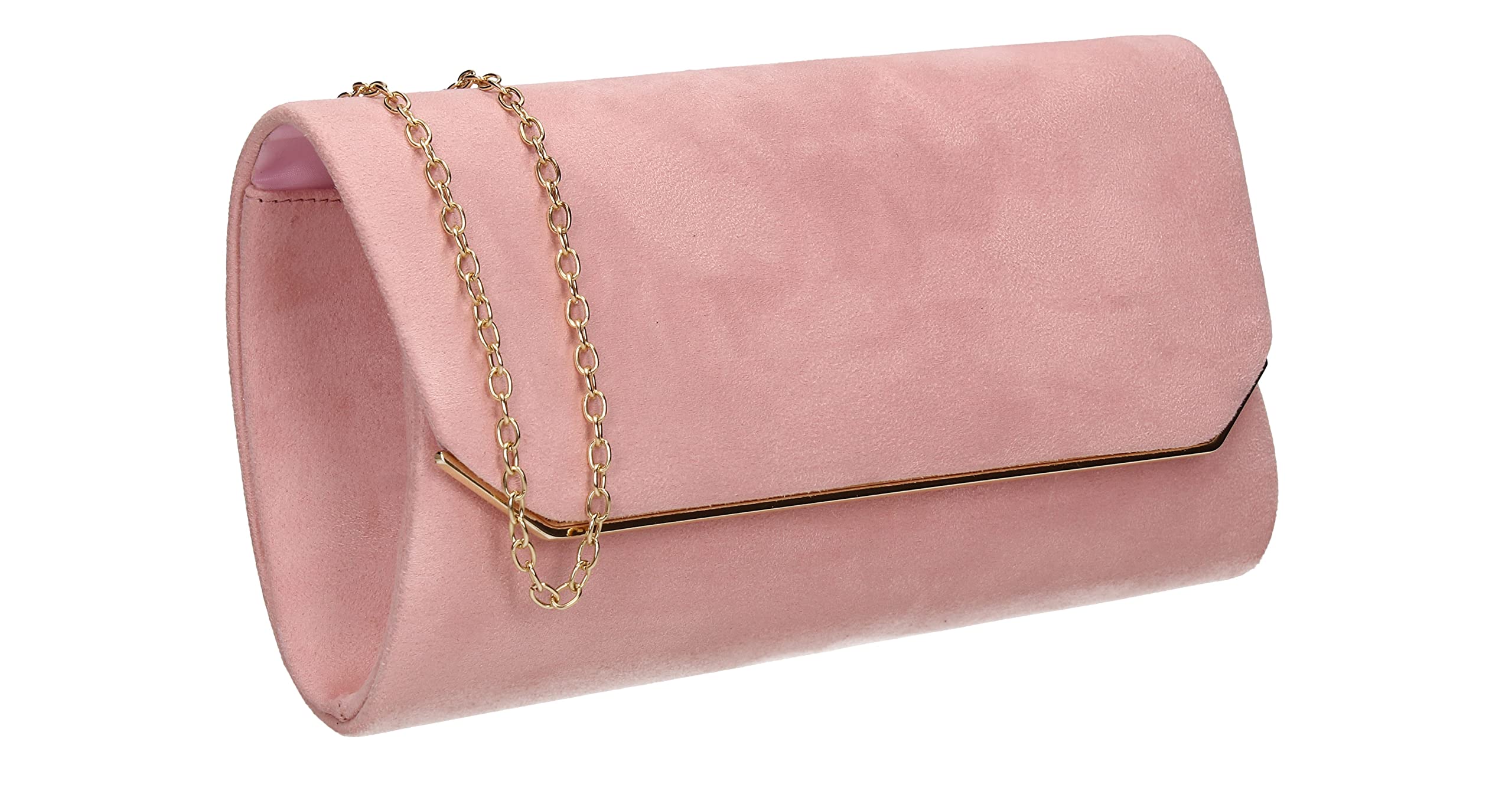 SWANKYSWANS Anny Suedette Flapover Womens Evening Party Prom Clutch Bag (Pink)