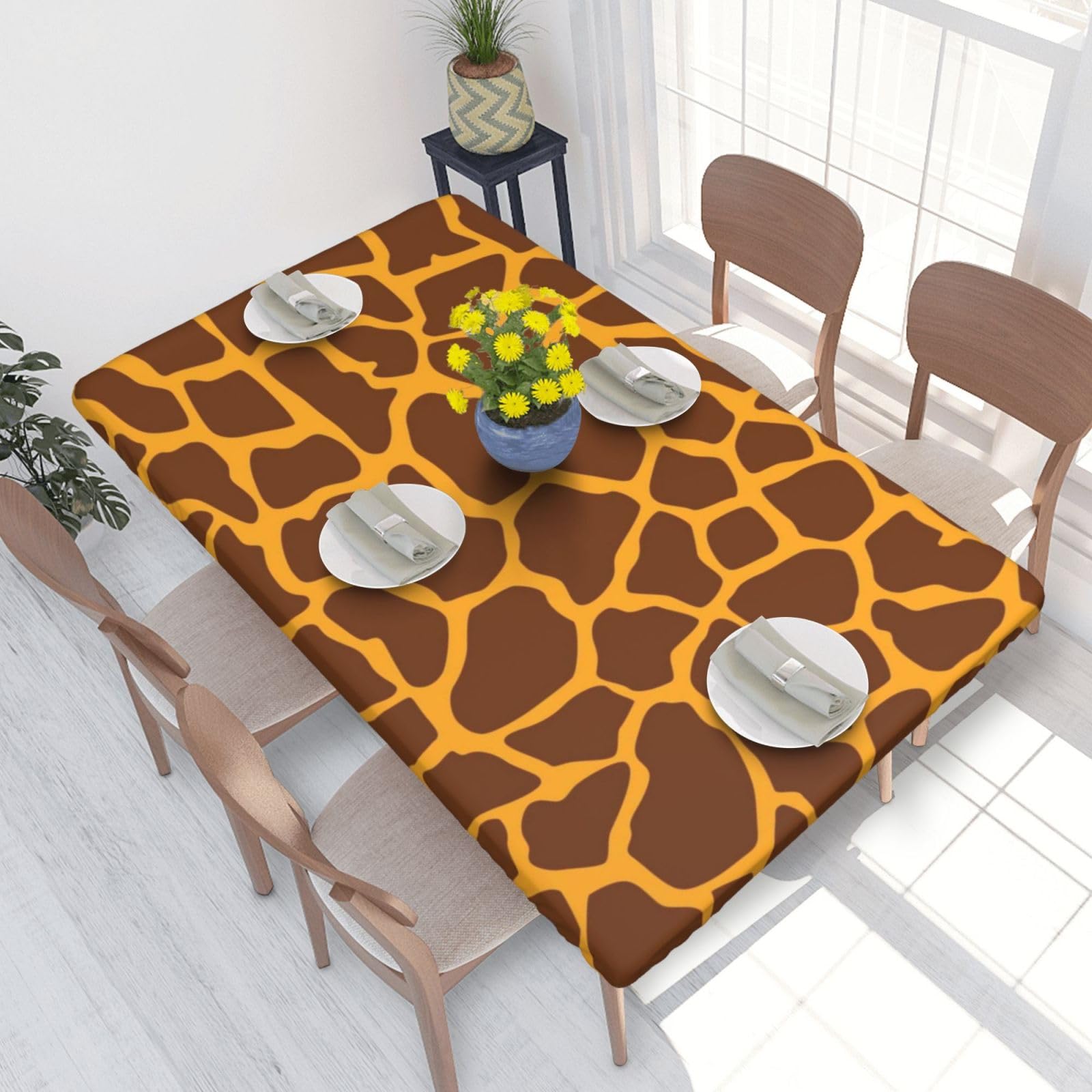 BNVSADC Giraffe Print Printed 4FT Tablecloth 122x76 CM Polyester Kitchen Water Resistant Table Cloth Dining Table Decoration Table Covers
