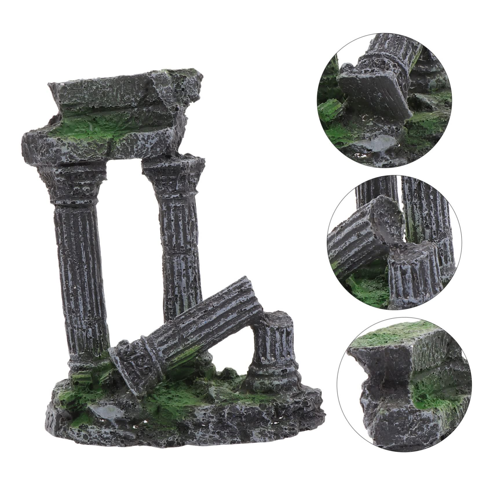 POPETPOP Decoración para Pecera Columna Romana De Resina con Cueva Oculta Ornamento Duradero para Acuario De Agua Dulce y Salada Accesorio Seguro para Tanque De Peces