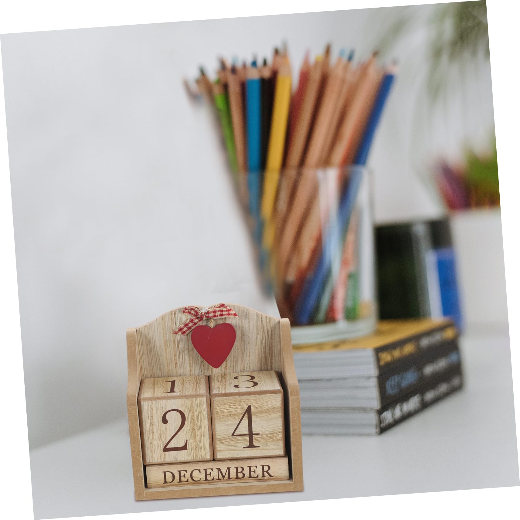 VILLCASE 4 Stück dekorativer Kalender bürodeko büro dekoration desk calendar tischkalender blockiert Kalender rustikale Datumsanzeige Kalenderblock aus Holz Kalenderblöcke aus Holz hölzern