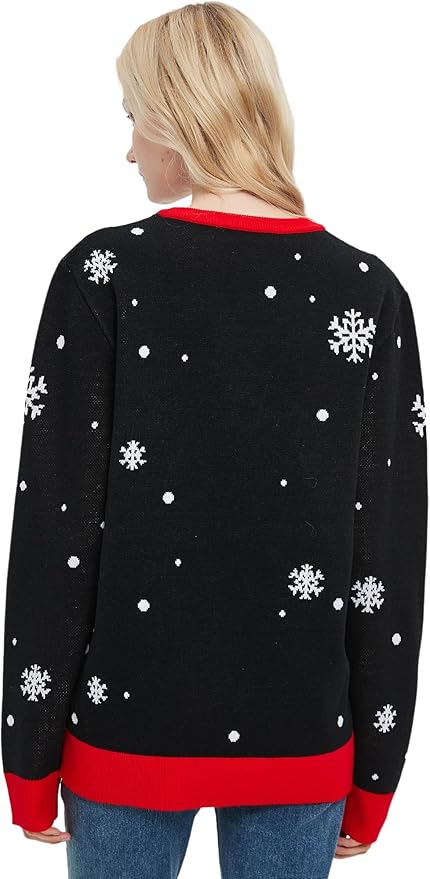 Pull De Noël Femme Drôle Et Moche | Sweat Hiver Chaud Avec Motifs Festifs, Manches Longues, Tailles S à XL