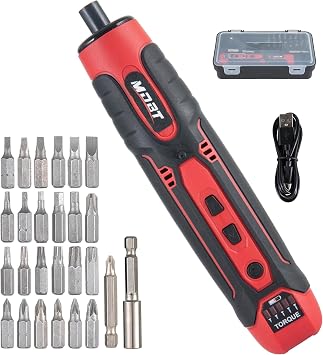 3.6V Cordless Impact Screwdriver Gun, 1.5Ah Lithium Battery, 1/4" Chuck, 3-10 N.m Torque, 300RPM, Includes Magnetic Bits & Case Electrician Tools Set
