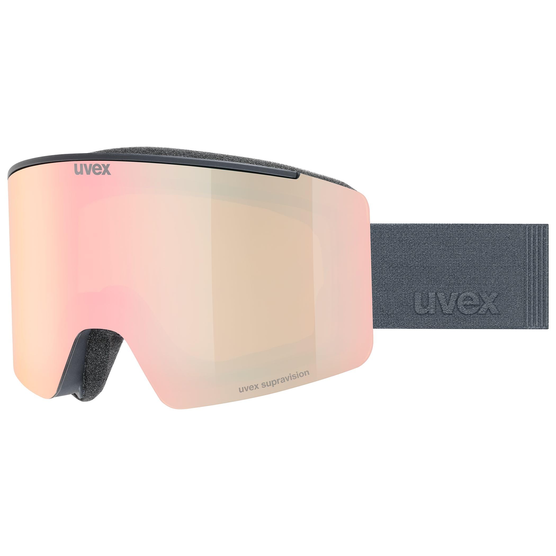 Uvex Unisex-Adult, ignite FM ski goggles, black matt/mirror rose, one size