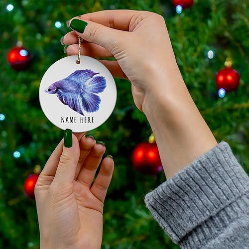 Miniatura 4 de Nombre personalizado Betta Fish Purple Gifts 2024 Christmas Circle Ceramic Ornaments Circle Ceramic