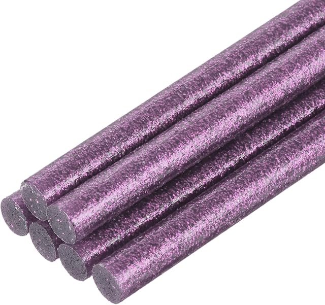 Uxcell 6pcs Sticks de colle chaude pleine taille pour Glue Gun 0.27 x 8 bâtonnets de colle de pouce, 7 x 200mm Pourpre à paillettes
