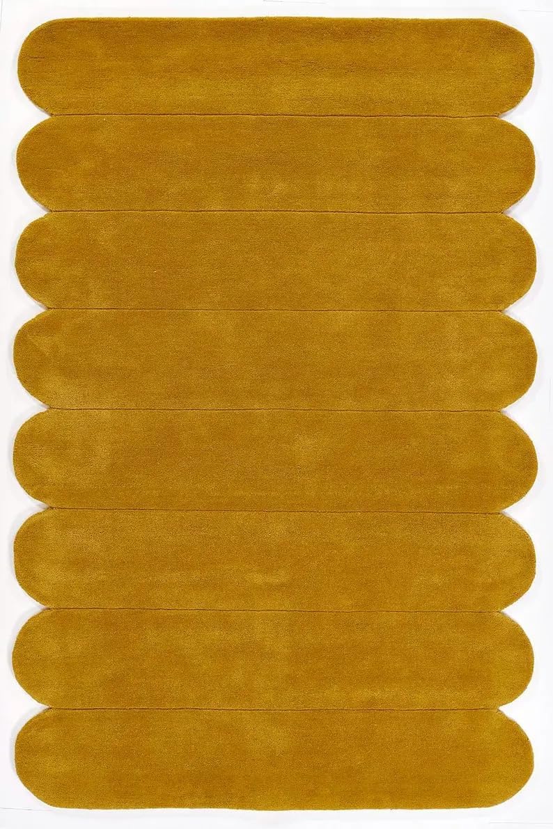 Claude Rugs Hand-Tufted Wool Carpet | Unique Irregular Area Rug for Bedrooms & Hallways (Yellow, 5' x 8')