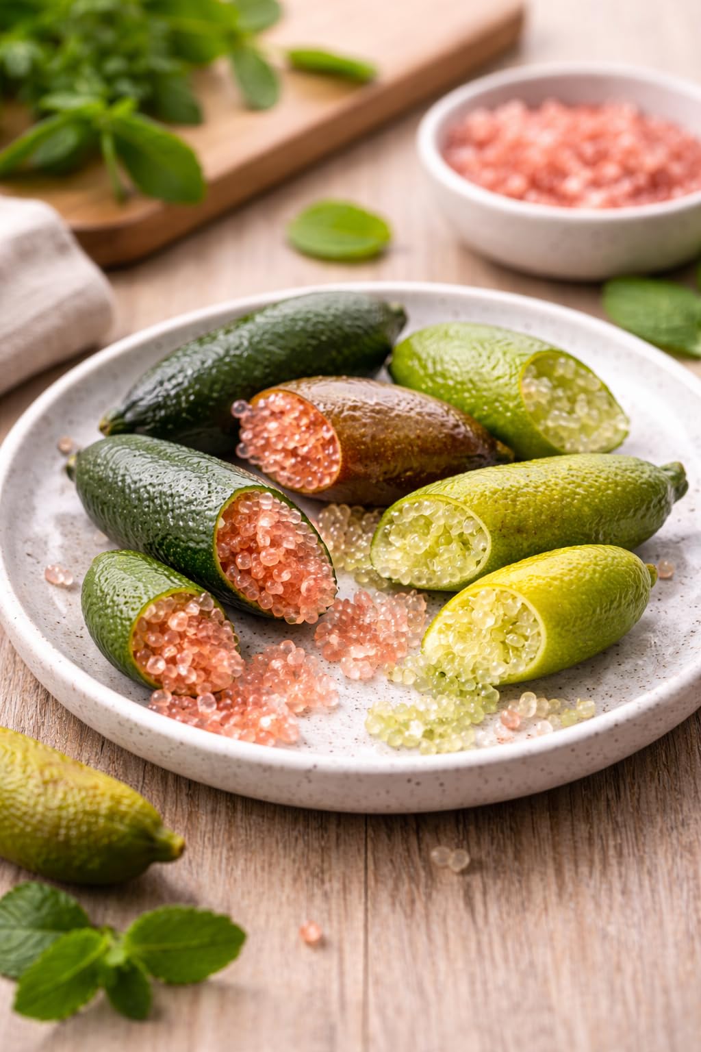 Australische Fingerlimette ca. 120 cm – Kaviar Limette (Caviar-Limette) – Microcitrus australasica – Exotische Zitrusfrucht mit intensiven Aromen – Ideal für Cocktails, Saucen & Dekoration