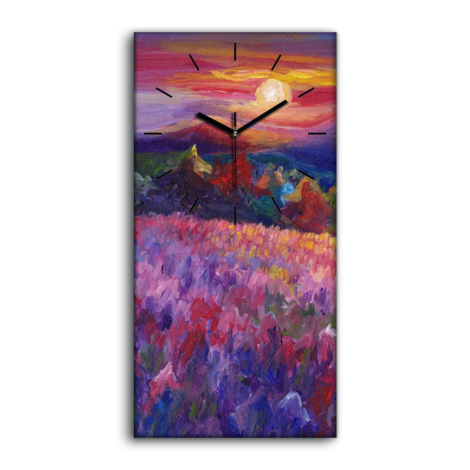 Horloge sur toile 30x60 art moderne Coloray et tableau mural décoratif de paysage de montagnes