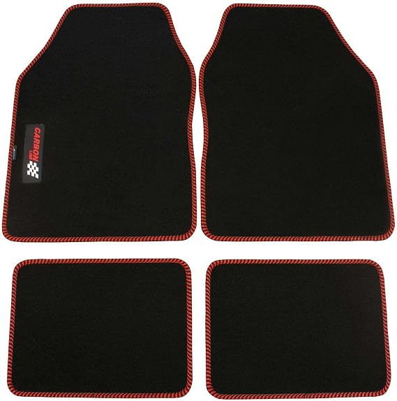 PETEX Carbon Car Mat Universal 4-Piece Black/Red