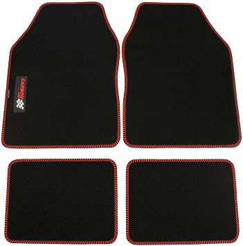 PETEX Carbon Car Mat Universal 4-Piece Black/Red