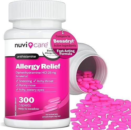Miniatura 2 de Tabletas para aliviar la alergia  Tabletas antihistamínicas de difenhidramina de 25 mg para secreción nasal, estornudos, picazón en los ojos y