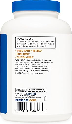 Miniatura 4 de Nutricost Monolaurina 1000 mg (120 porciones, 240 cápsulas) - Sin gluten, sin OMG, vegano