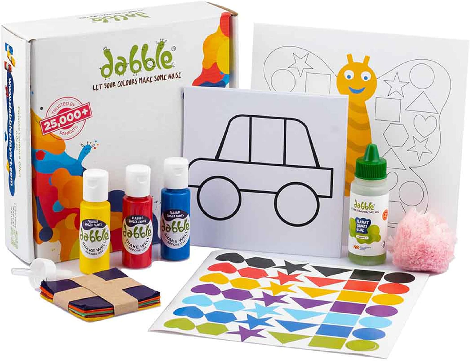 dabble Preschool Art and Craft Kit for Kids Ages 3, 4, 5, 6, 7 | Multi Sensory Activity Art Kit | Child-Safe | Learning Kit | Gift for Kids | Finger Paints + Non-Toxic Glue + Sticker Art
