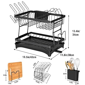 ステンレス製二段食器ラック Amazon.co.jp: 吊り下げ式食器ラック、シンク上2段食器乾燥