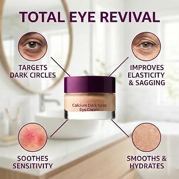 Calcium Dark Spot Eye Cream For Dark Circles And Puffy Eyes - Under Eye Cream Anti Aging Eye Care To Reduce Wrinkles - Hydrating & Firming Under Eye Brightener, Eye Bags Remover Women & Men