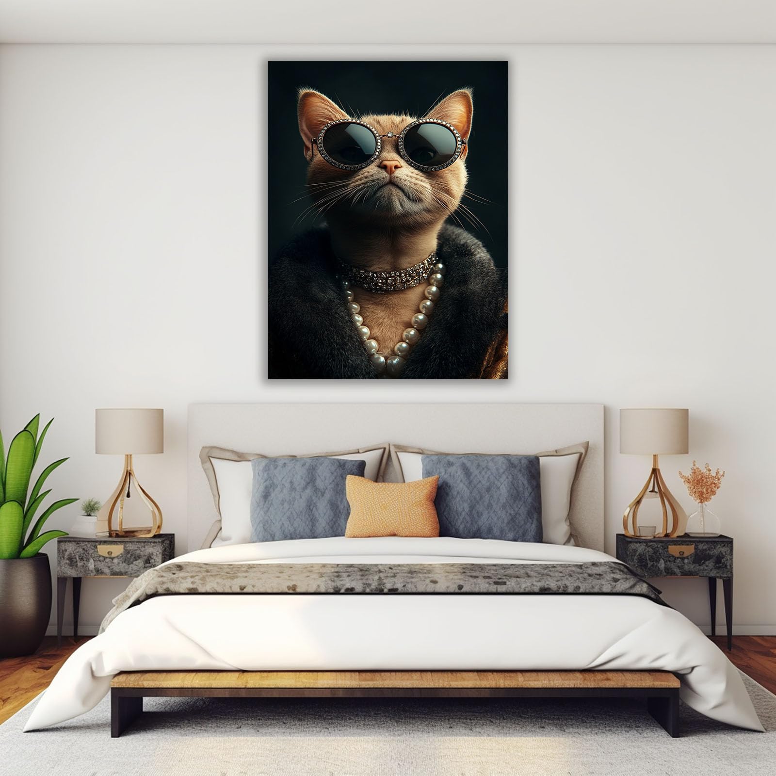 AMXBZC Dekoracyjny plakat do pokoju dziecięcego fresk zwierząt moda zabawa nowoczesne afrykańskie zwierzęta safari - plakat obrazy ścienne - dekoracja pokoju dziecięcego (beżowy)-80x120cm oprawione