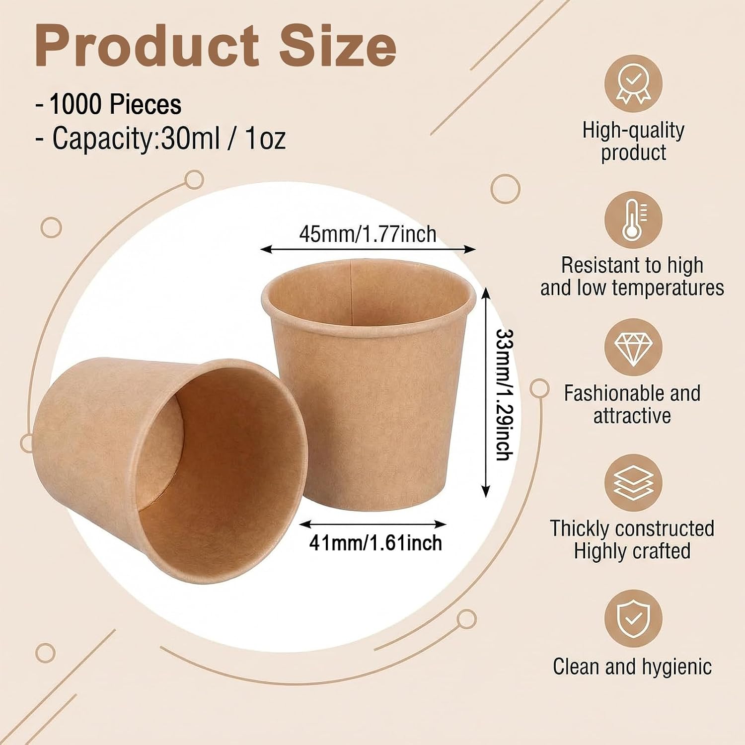 1000 Pack Mini Coffee Cups Disposable 1oz Paper Cups for Hot & Cold Beverages - Espresso, Tea, Juice, Water, Mouthwash - Ideal for Home, Office, Party, Catering, Picnic Events image 2