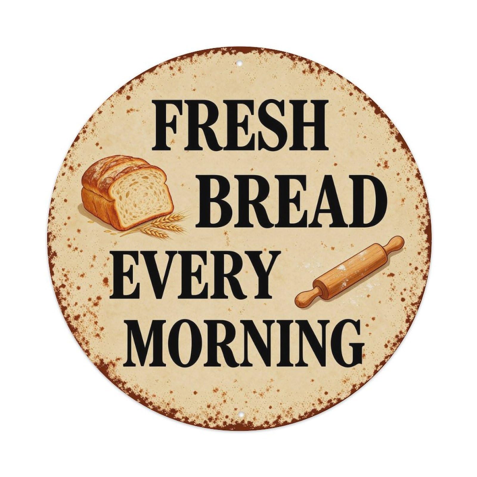 Fresh Bread Every Morning Metal Tin Sign Plaque
