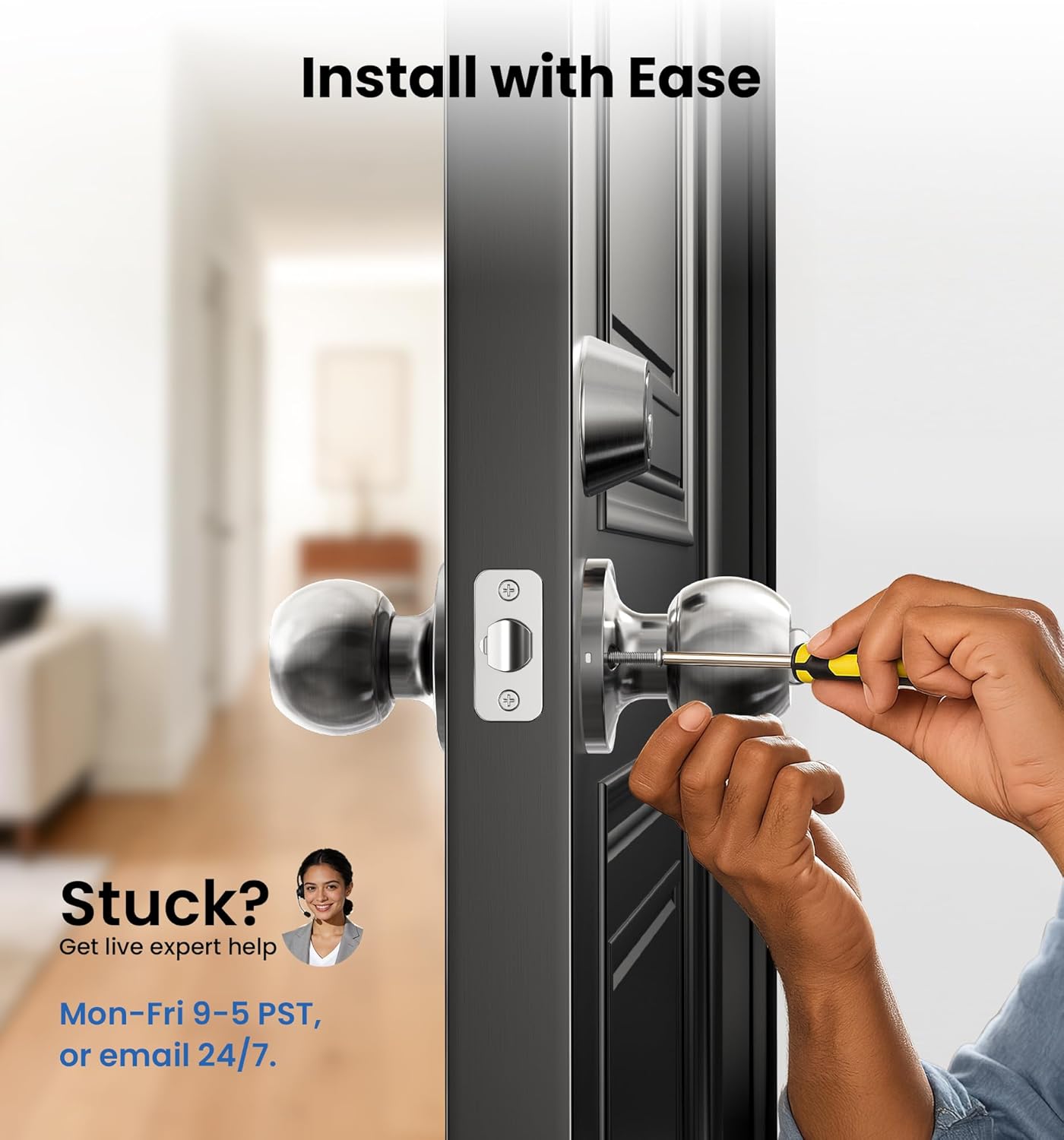 Veise Keyed Alike Exterior Door Knob and Single Cylinder Deadbolt Combo Set, Easy Installation Keyed Same Entry Door Lock for and Entrance Front Door, Heavy Duty, Brushed Nickel