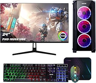 Gaming Tower PC AQVIN | Intel Core i7 Processor | GTX 1630 4GB GDDR5 Video Card | 24 Inch Gaming Monitor | 1TB (1000GB) SSD Storage 32 GB DDR4 RAM | WiFi Ready Win10 Pro (Renewed)