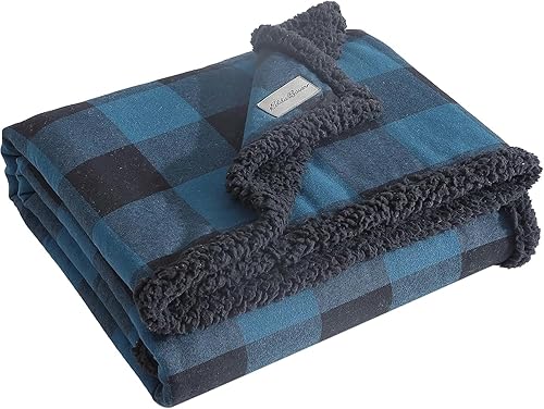 Vista 12 de Eddie Bauer - Manta decorativa, supersuave y reversible, ropa de cama de franela sherpa, mantas cómodas y a cuadros para sillón, para Navidad