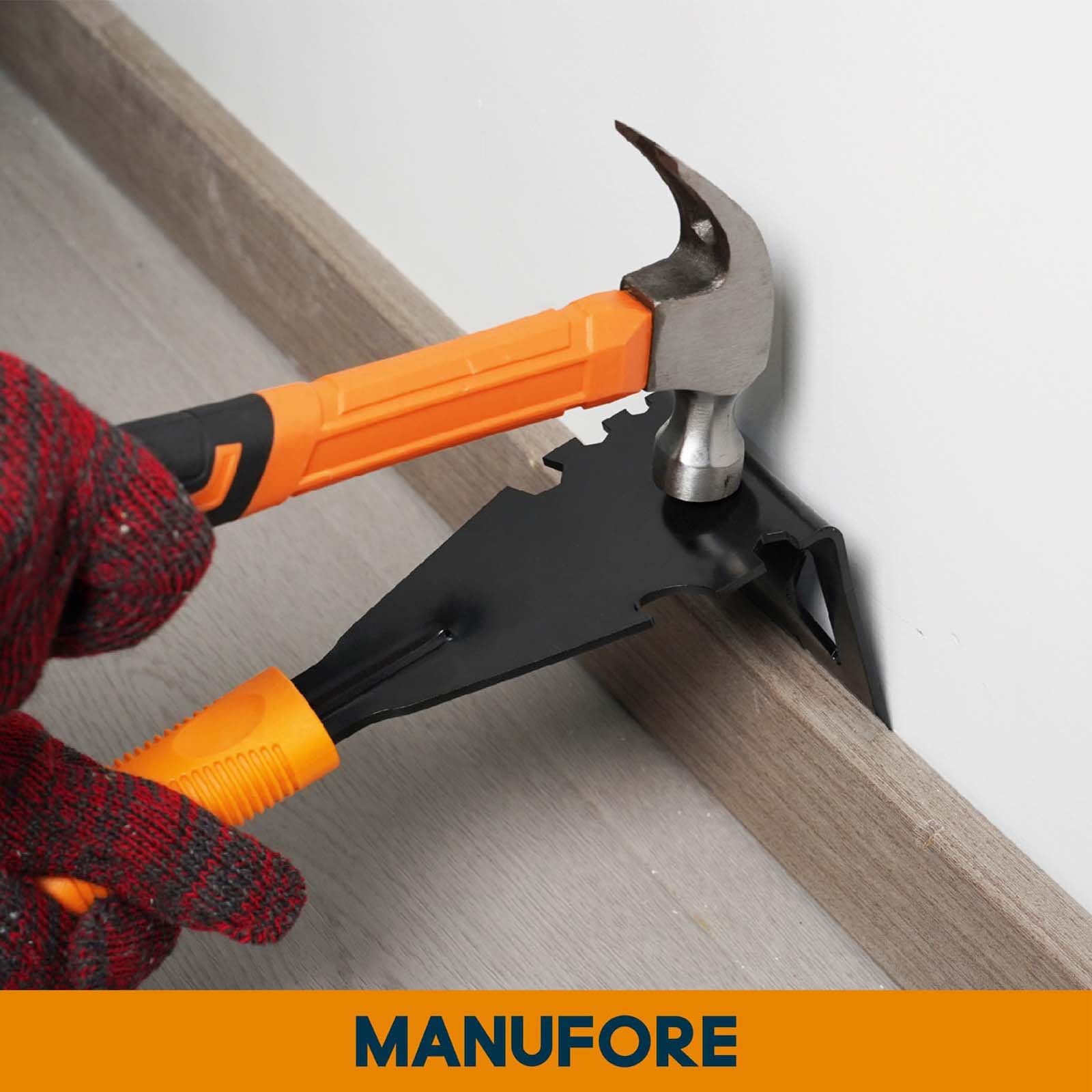 MANUFORE Set de 2 Outils de Dépose de Moulures (75 mm + 100 mm), Leviers Arrache-Moulure Robustes pour Plinthes, Encadrements de Porte et Clous