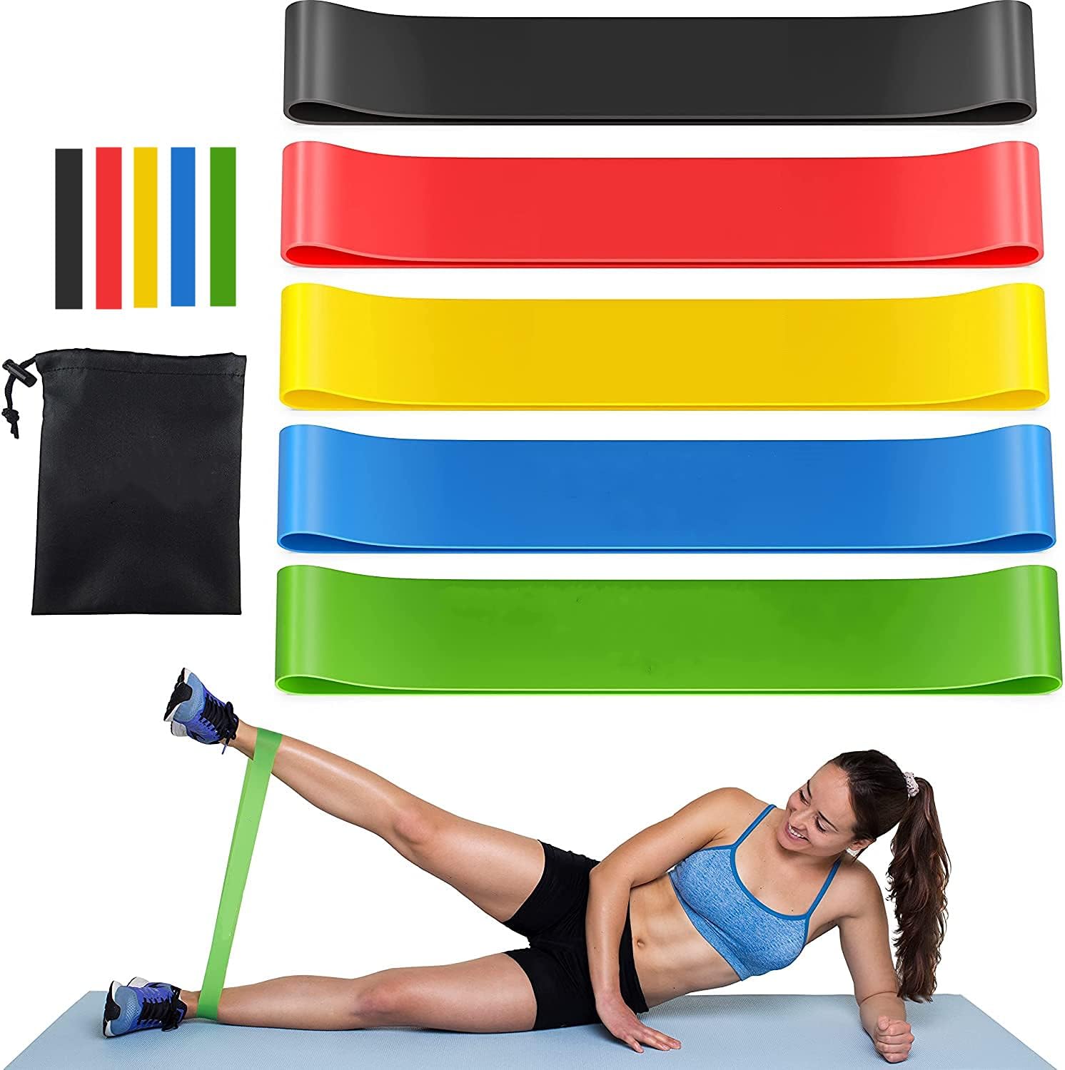 Resistance Loop Bands, Exercise Workout Bands for Women and Men, 5 Set of Stretch Bands for Booty